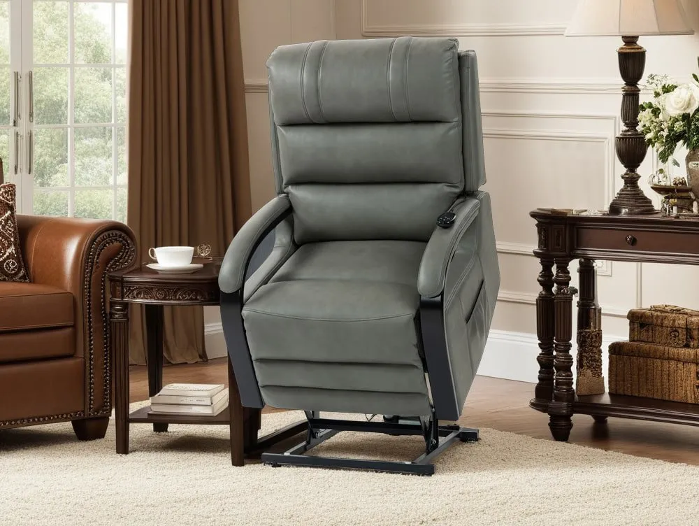 ASC ASC Regal Dual Motor Grey Faux Leather Riser Recliner Chair