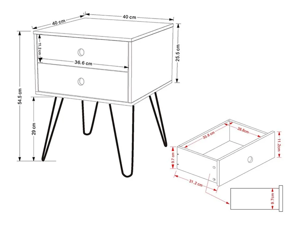 Core Products Core Options Telford Blue 2 Drawer Bedside Table