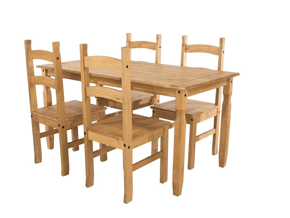Core Core Corona Pine Rectangular Dining Table and 4 Chair Set