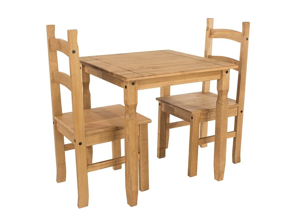 Core Core Corona Pine Square Dining Table and 2 Chair Set