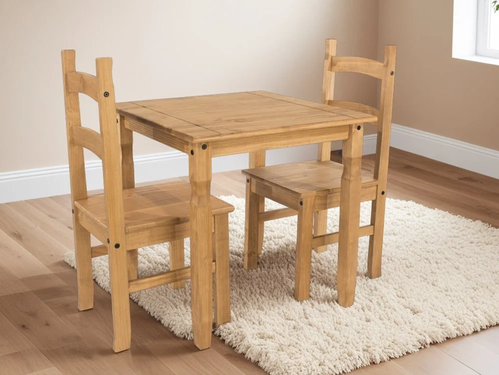 Core Core Corona Pine Square Dining Table and 2 Chair Set