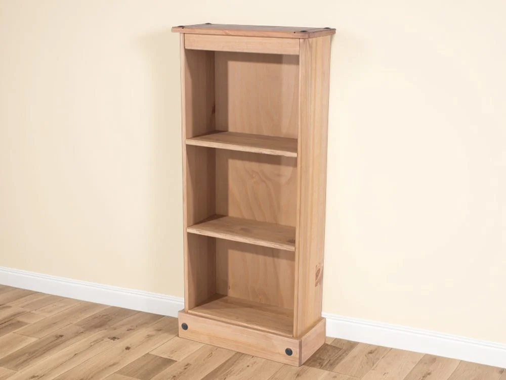 Core Core Corona Waxed Pine Low Narrow Wooden Bookcase