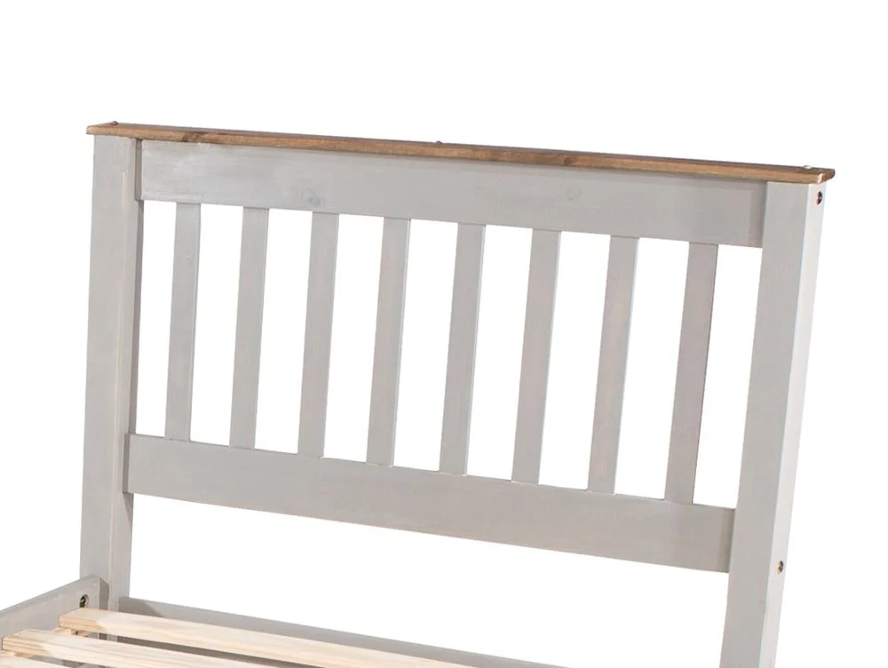 Core Core Corona Grey and Waxed Pine Wooden Bed Frame