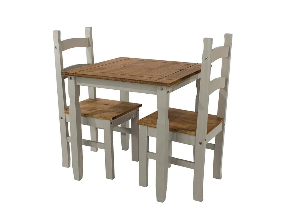 Core Core Corona Grey and Waxed Pine Square Dining Table and 2 Chair Set