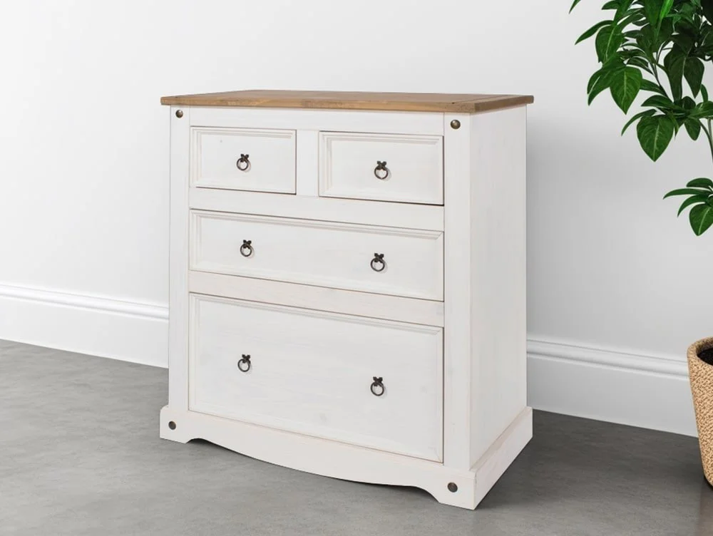 Core Core Corona White and Pine 2+2 Drawer Chest of Drawers