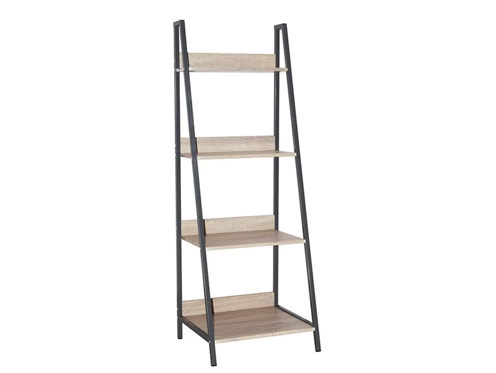 Core Core Loft Home Office Ladder Bookcase Unit with Oak Effect and Grey Metal Frames