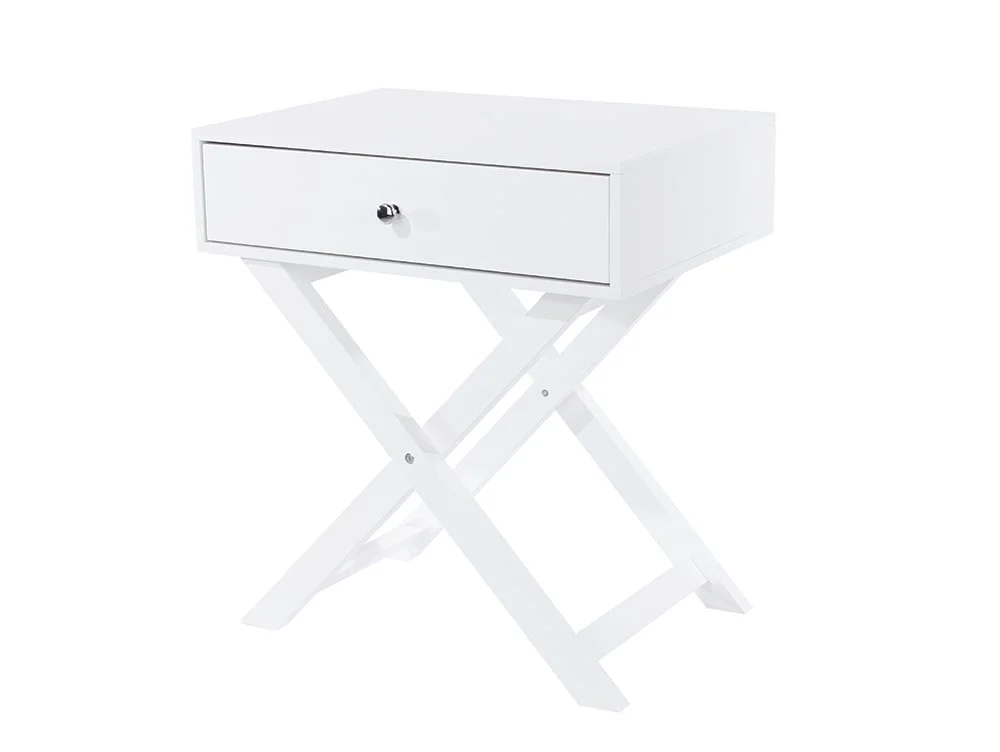 Core Core Options White X Leg 1 Drawer Petite Bedside Table