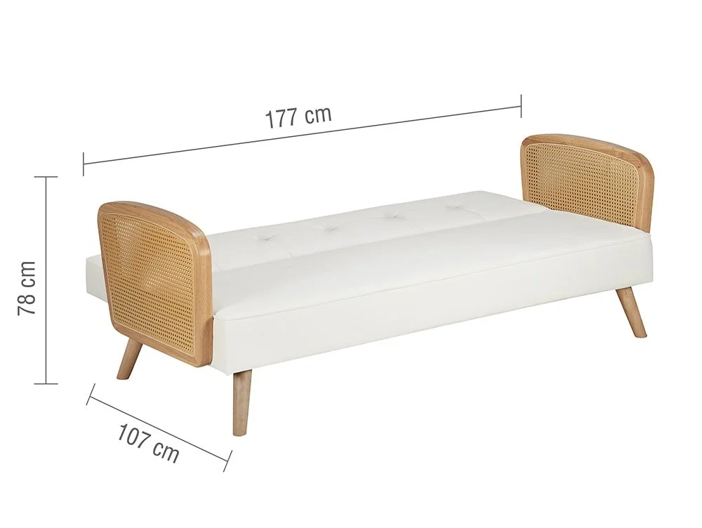 Birlea Birlea Mila Rattan and White Fabric Sofa Bed