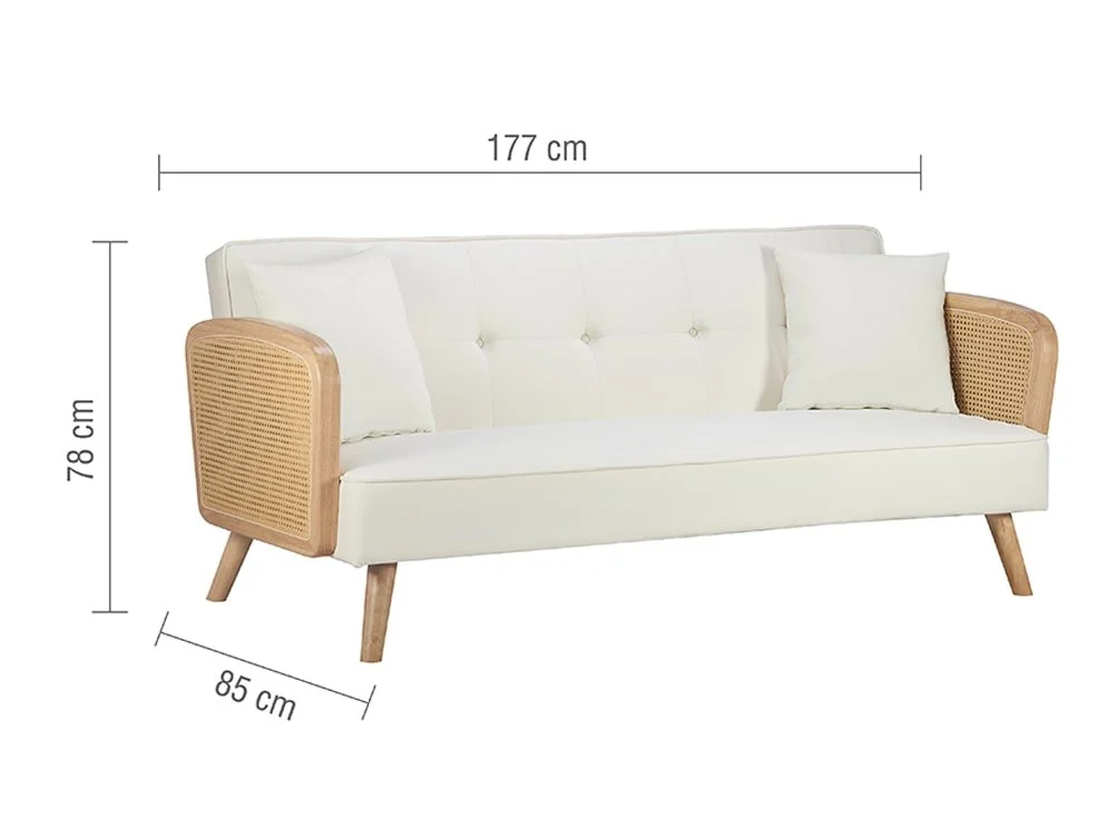 Birlea Birlea Mila Rattan and White Fabric Sofa Bed