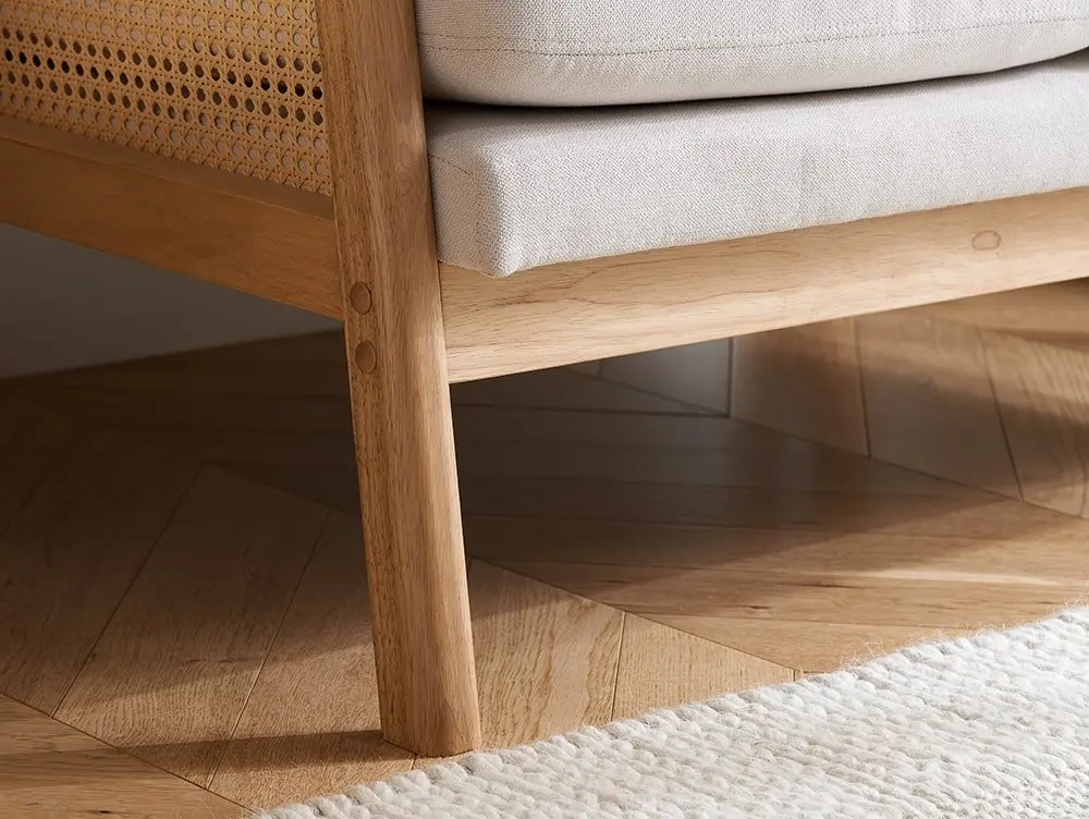 Birlea Birlea Ida Rattan and White Fabric 2 Seater Sofa