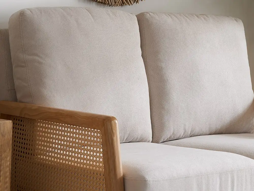 Birlea Birlea Ida Rattan and White Fabric 2 Seater Sofa