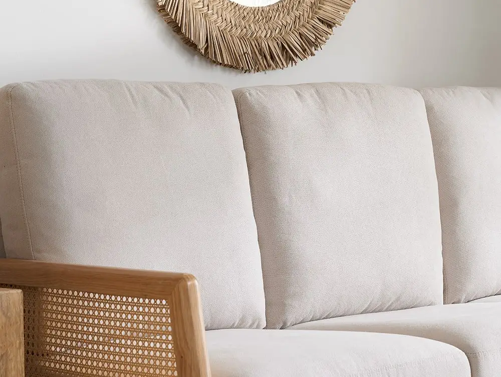 Birlea Birlea Ida Rattan and White Fabric 3 Seater Sofa
