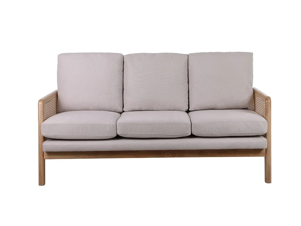 Birlea Birlea Ida Rattan and White Fabric 3 Seater Sofa