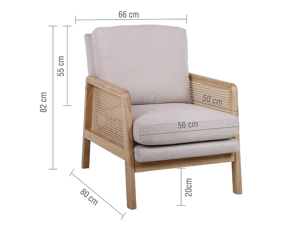 Birlea Birlea Ida Rattan and White Fabric Accent Chair
