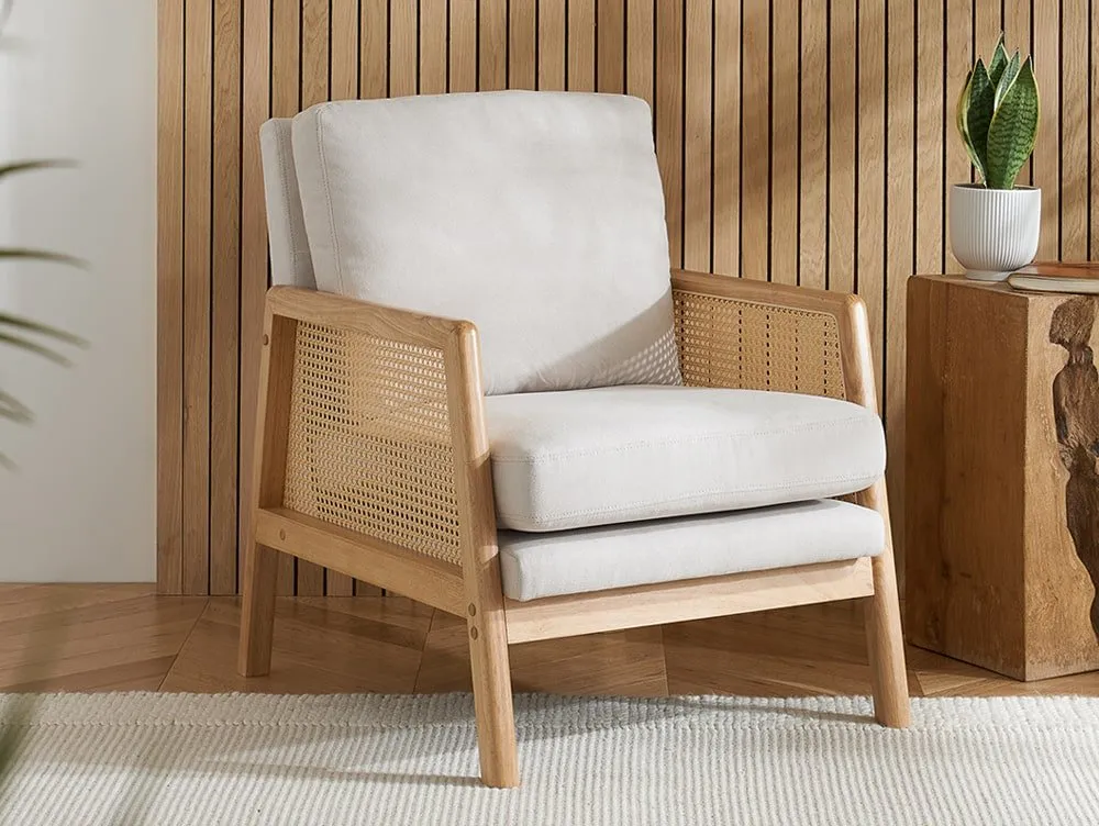 Birlea Birlea Ida Rattan and White Fabric Accent Chair