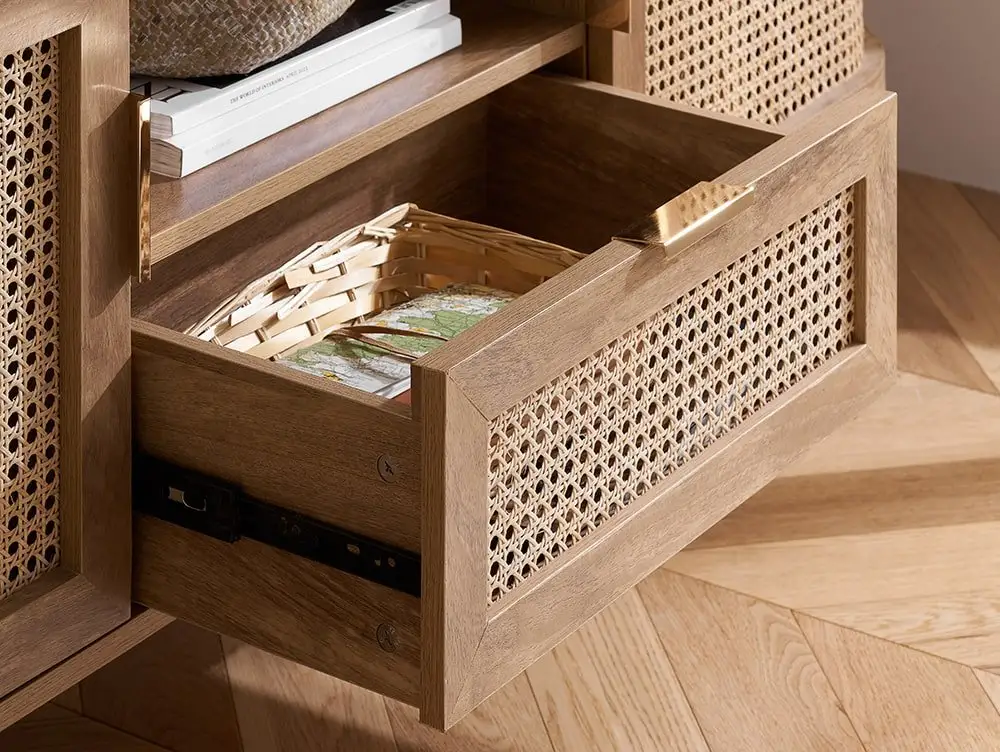 Birlea Birlea Noah Rattan and Oak 2 Door 1 Drawer TV Cabinet