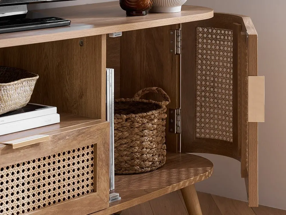 Birlea Birlea Noah Rattan and Oak 2 Door 1 Drawer TV Cabinet