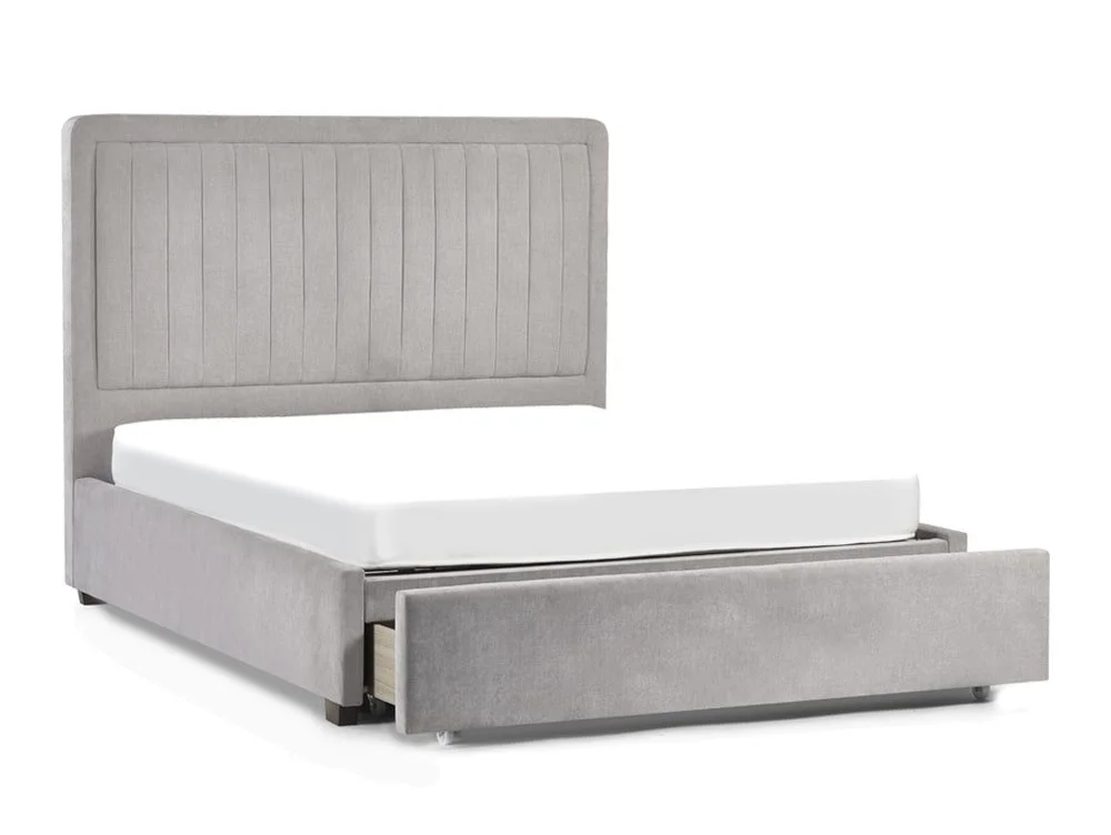Julian Bowen Julian Bowen Savannah Grey Velvet 1 Drawer Fabric Bed Frame