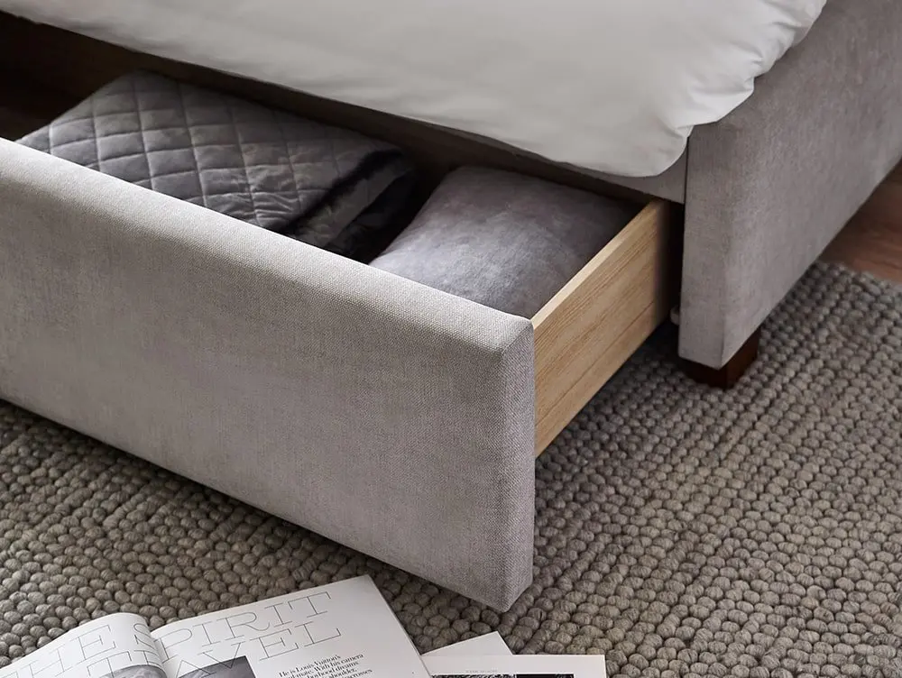 Julian Bowen Julian Bowen Savannah Grey Velvet 1 Drawer Fabric Bed Frame