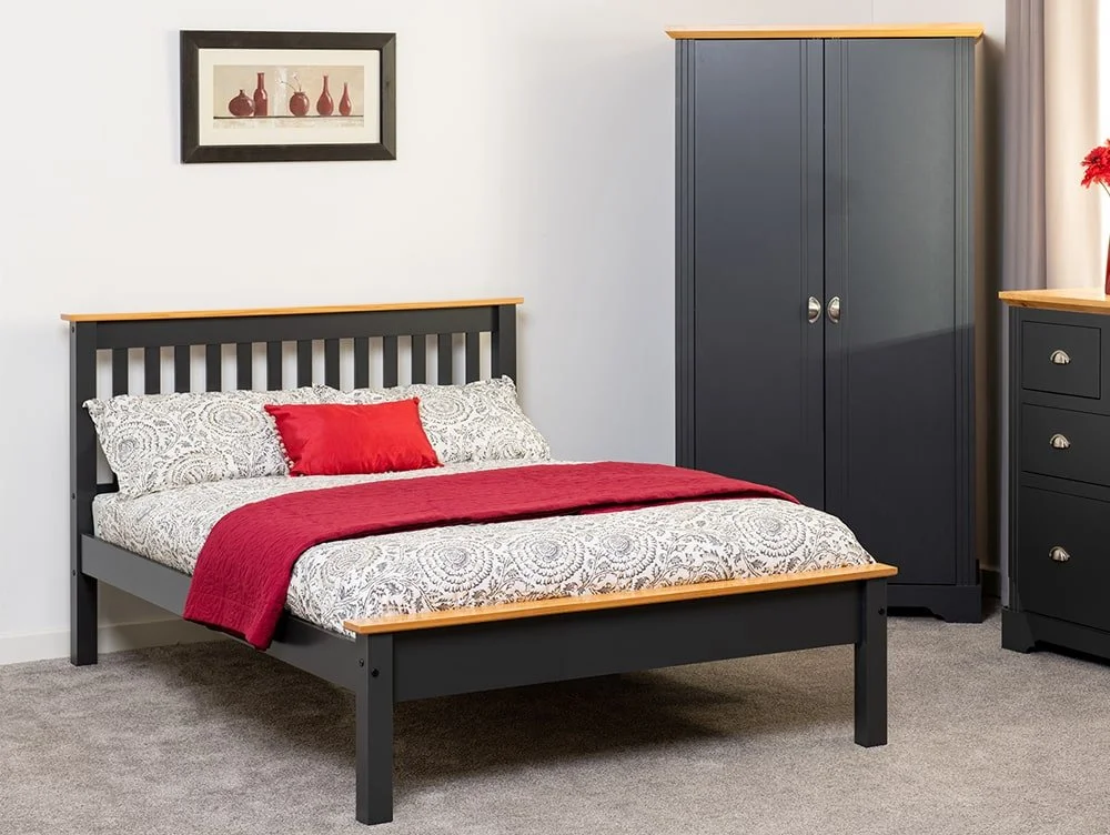 Seconique Seconique Monaco Grey and Oak Wooden Bed Frame (Low Footend)