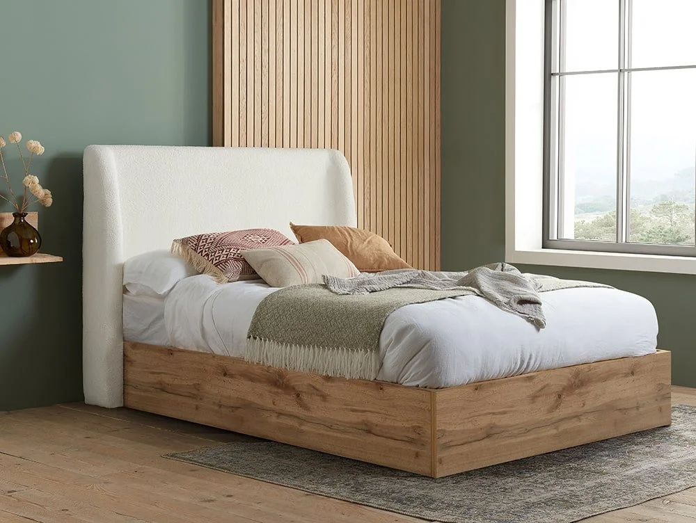 Birlea Birlea Halfden White Fabric Ottoman Bed Frame