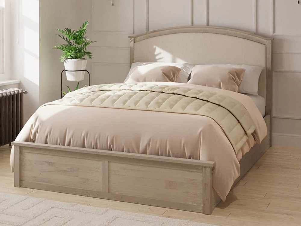 GFW GFW Madrid Limed Oak Wooden Ottoman Bed Frame