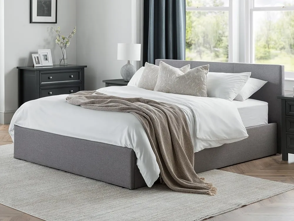 Julian Bowen Julian Bowen Rialto Grey Linen Fabric Ottoman Bed Frame