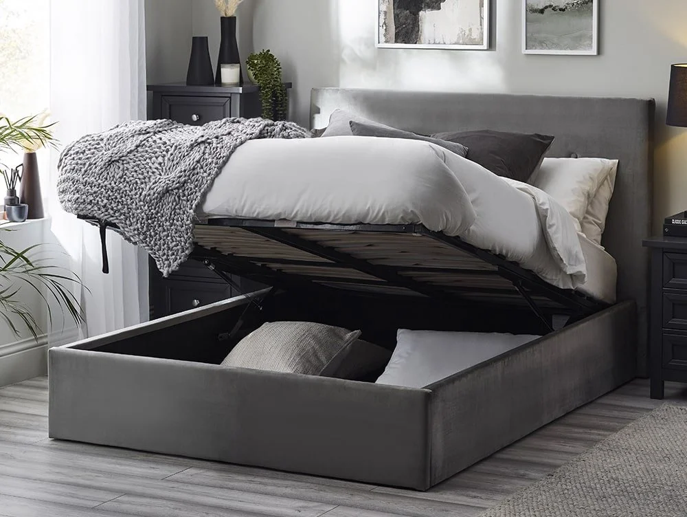 Julian Bowen Julian Bowen Shoreditch Grey Velvet Ottoman Bed Frame