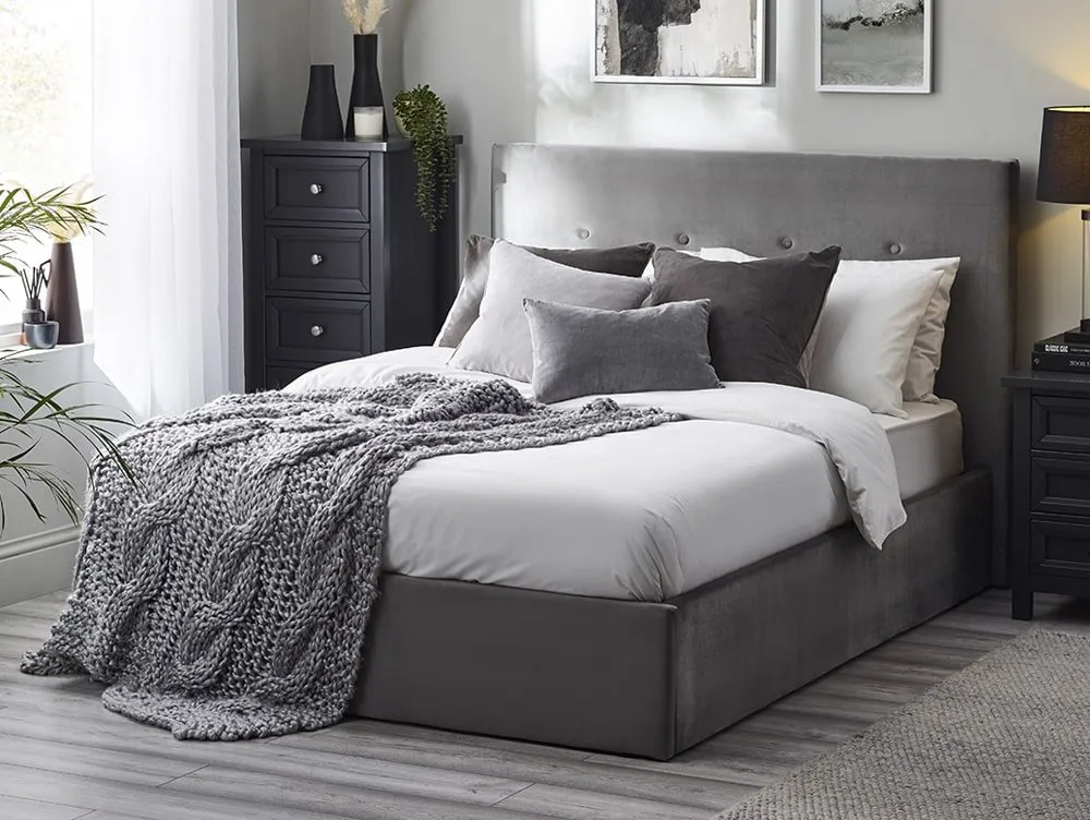 Julian Bowen Julian Bowen Shoreditch Grey Velvet Ottoman Bed Frame