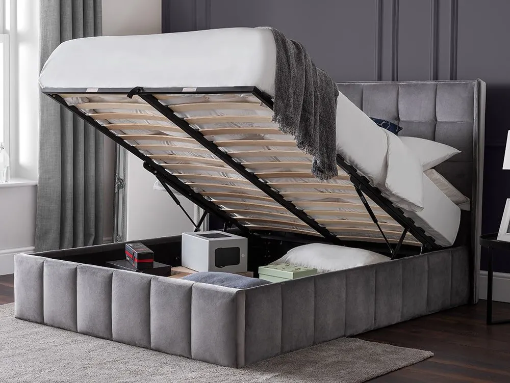 Julian Bowen Julian Bowen Gatsby Light Grey Fabric Ottoman Bed Frame