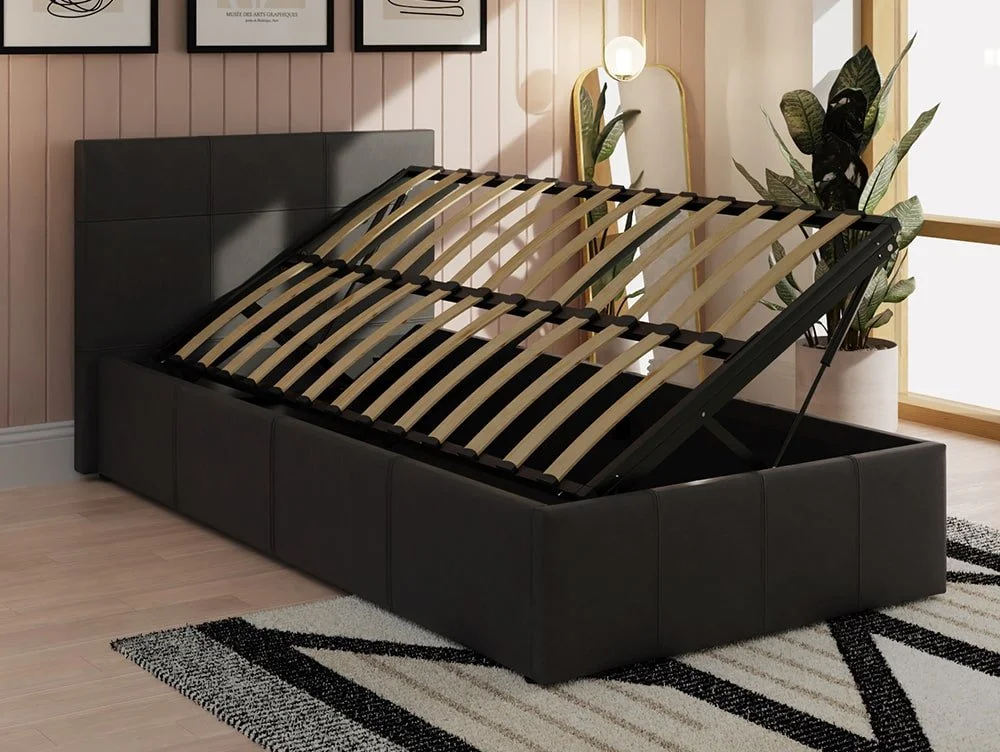 GFW GFW Ecuador Black Faux Leather Side Lift Ottoman Bed Frame