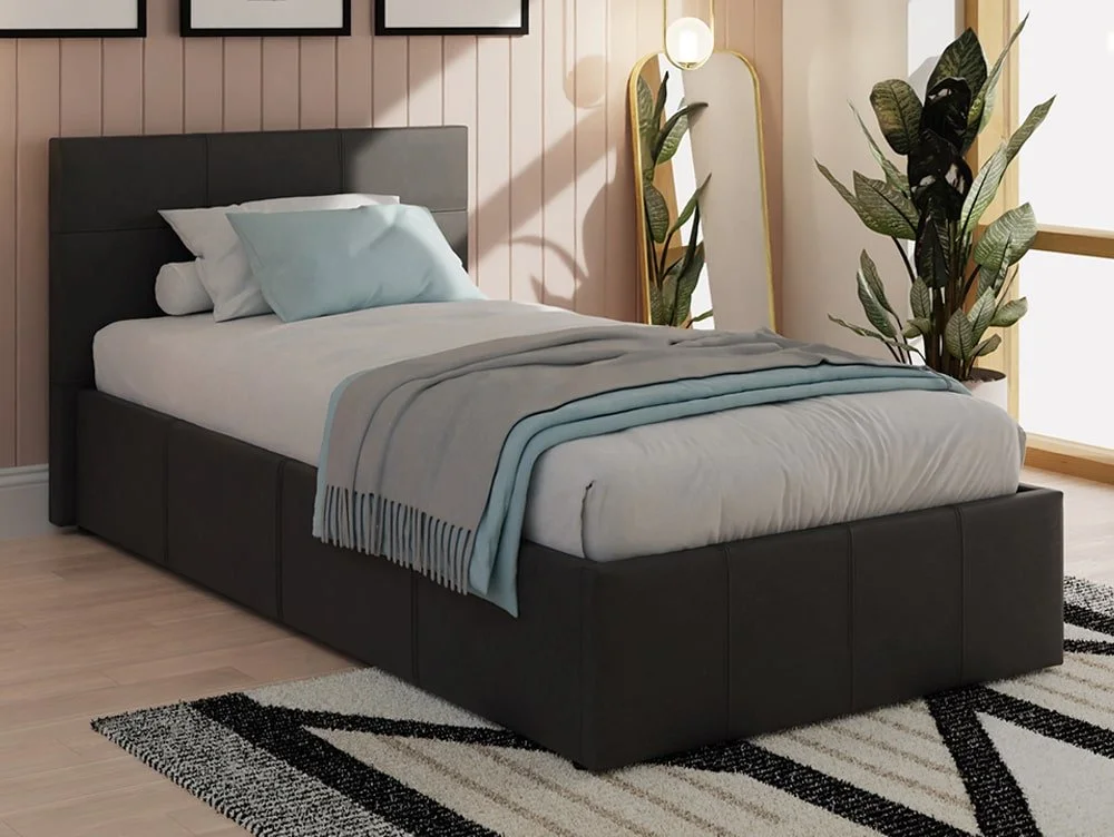 GFW GFW Ecuador Black Faux Leather Side Lift Ottoman Bed Frame