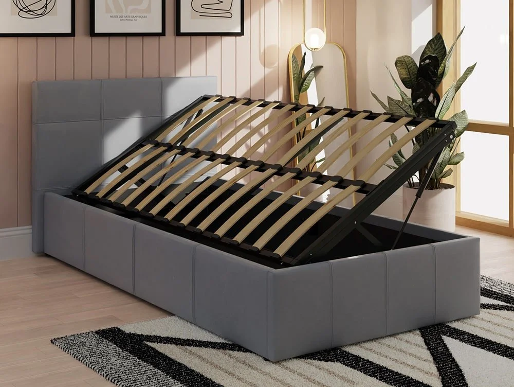 GFW GFW Ecuador Grey Faux Leather Side Lift Ottoman Bed Frame
