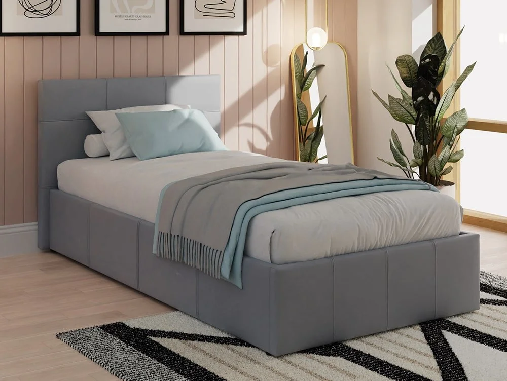 GFW GFW Ecuador Grey Faux Leather Side Lift Ottoman Bed Frame
