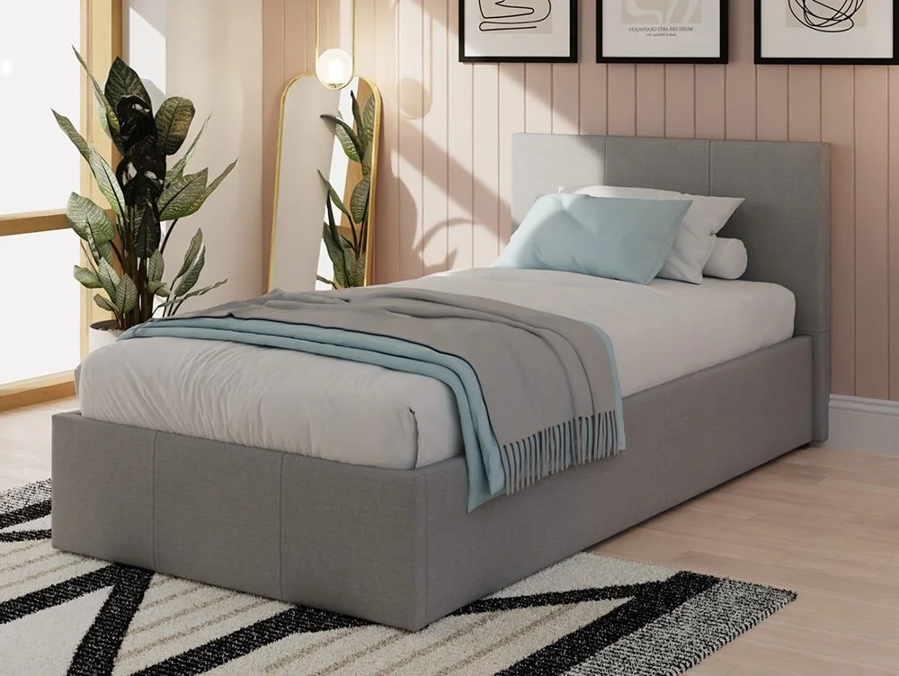 GFW GFW Ecuador Grey Hopsack Fabric Side Lift Ottoman Bed Frame
