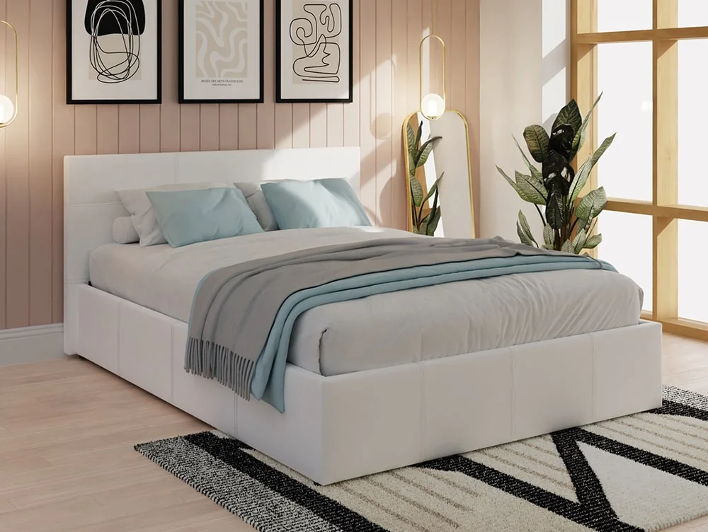 GFW GFW Ecuador White Faux Leather Side Lift Ottoman Bed Frame
