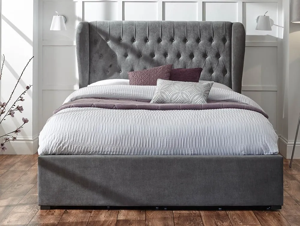 GFW GFW Dakota Pewter Fabric Ottoman Bed Frame
