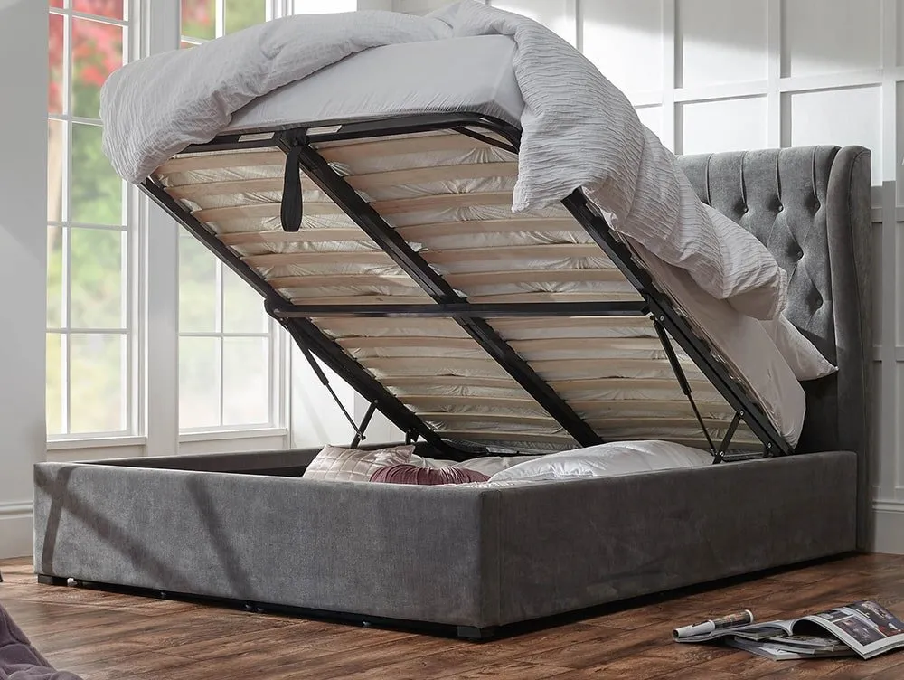GFW GFW Dakota Pewter Fabric Ottoman Bed Frame