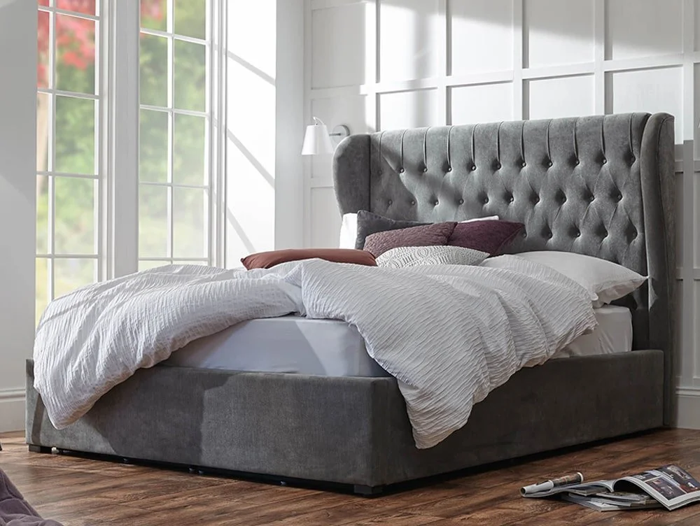 GFW GFW Dakota Pewter Fabric Ottoman Bed Frame