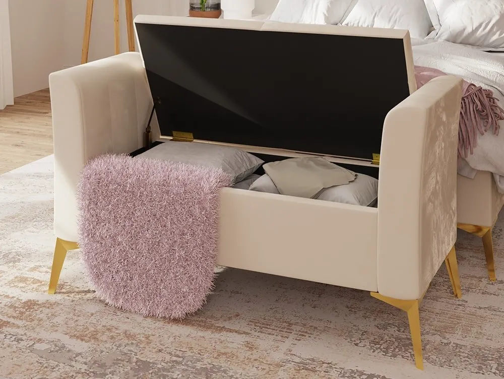 GFW GFW Pettine Natural Cream Fabric Upholstered Ottoman Storage Bench