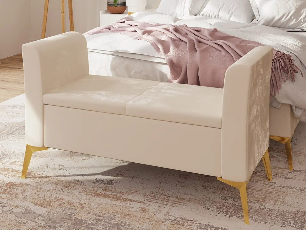 GFW GFW Pettine Natural Cream Fabric Upholstered Ottoman Storage Bench
