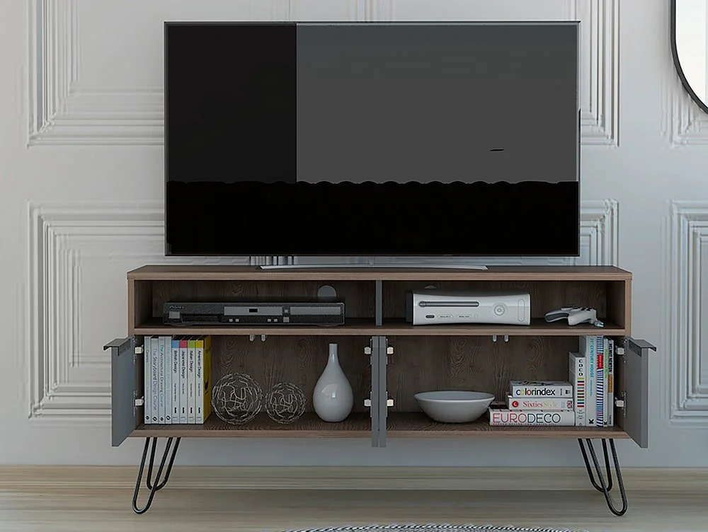 Core Core Vegas Oak and Grey Wide Screen TV Rack with 4 Doors