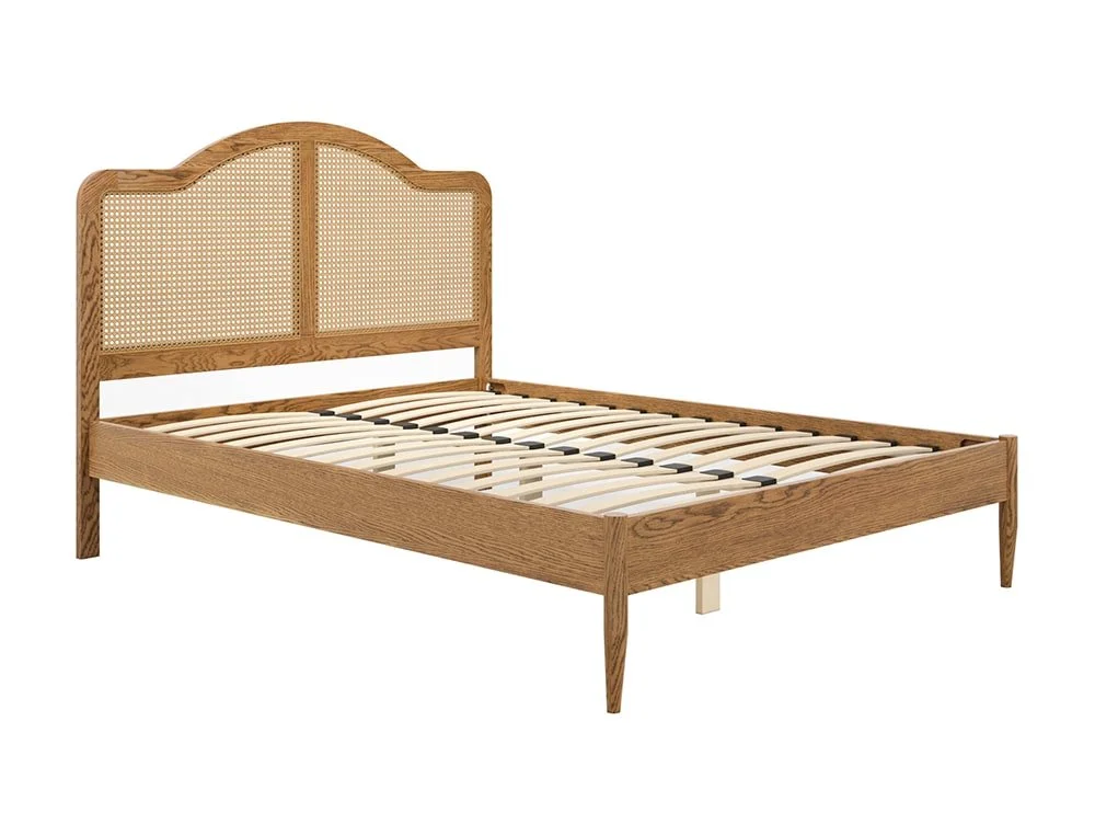 LPD LPD Claude Rattan and Smoked Oak Wooden Bed Frame