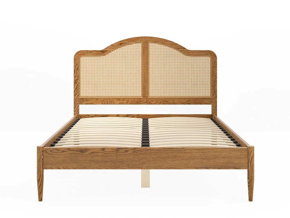 LPD LPD Claude Rattan and Smoked Oak Wooden Bed Frame