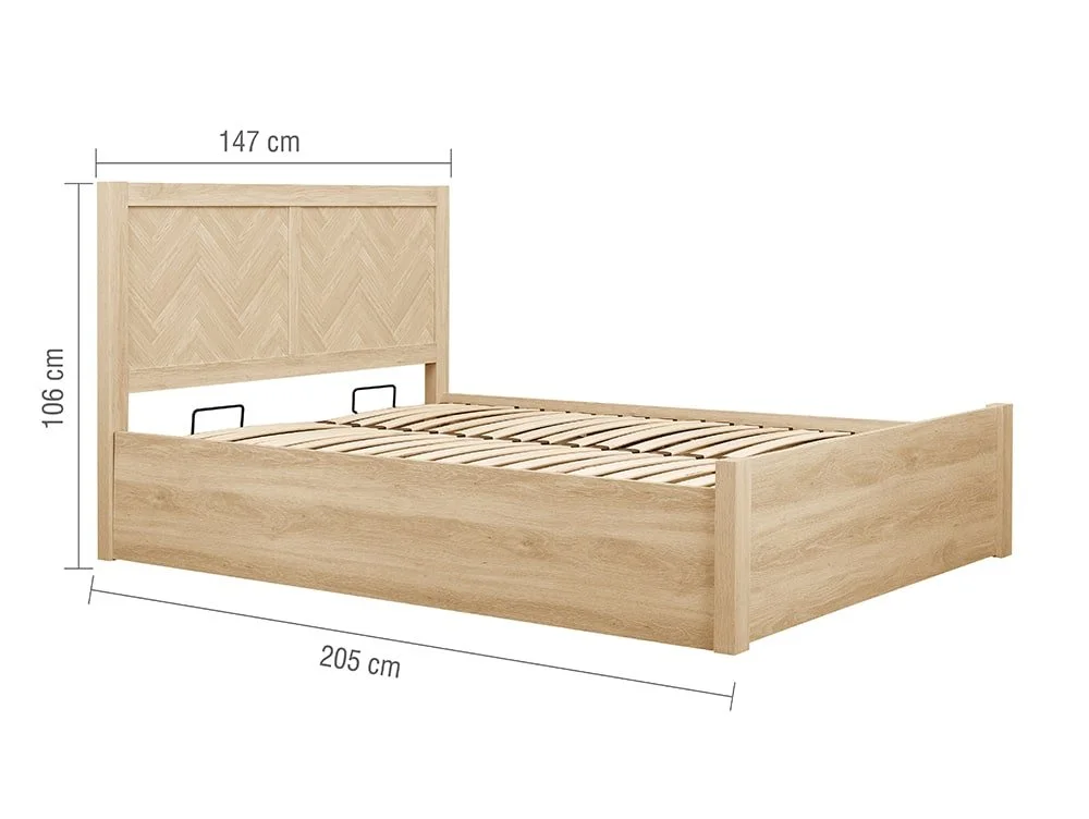 Birlea Birlea Herringford Light Oak Wooden Ottoman Bed Frame