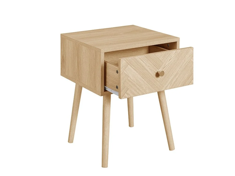 Birlea Birlea Herringford Light Oak 1 Drawer Bedside Table