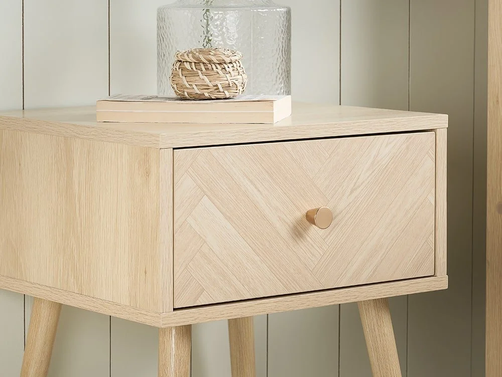 Birlea Birlea Herringford Light Oak 1 Drawer Bedside Table