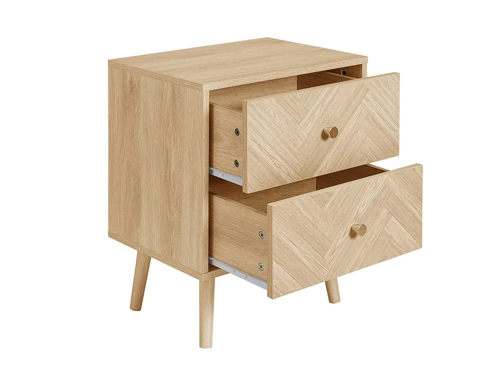 Birlea Birlea Herringford Light Oak 2 Drawer Bedside Table