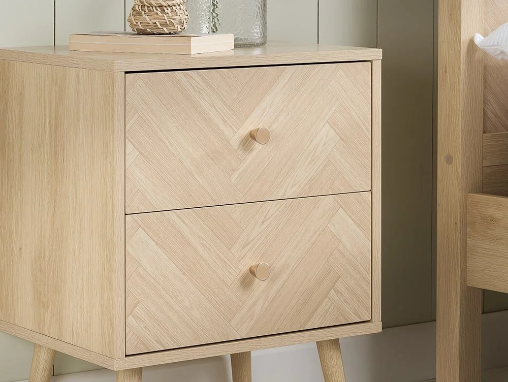 Birlea Birlea Herringford Light Oak 2 Drawer Bedside Table