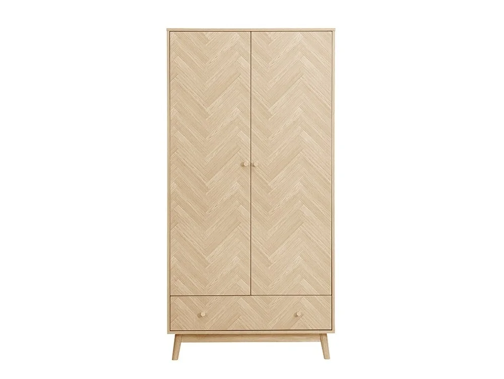 Birlea Birlea Herringford Light Oak 2 Door 1 Drawer Wardrobe